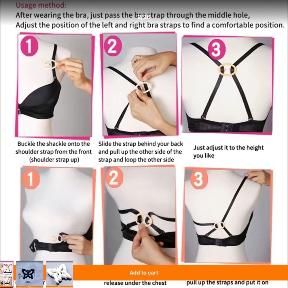 Fix your straps in back so they don’t show. Pack of 8